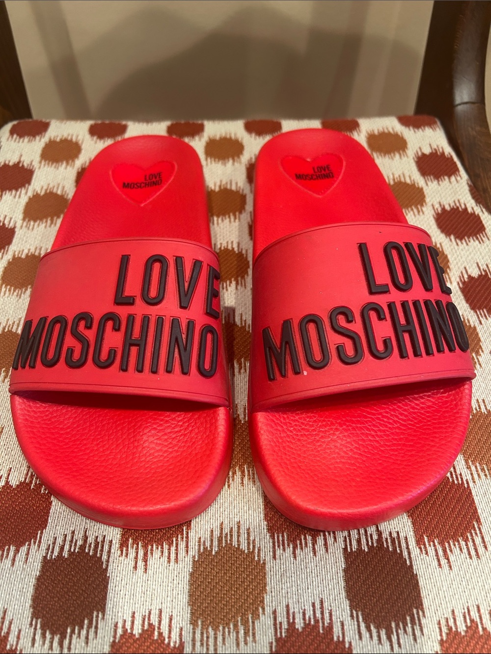 Love Moschino Red Logo Slide Sandals for Women